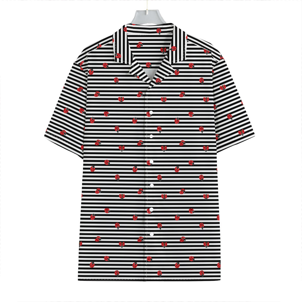 Ladybug Striped Pattern Print Hawaiian Shirt