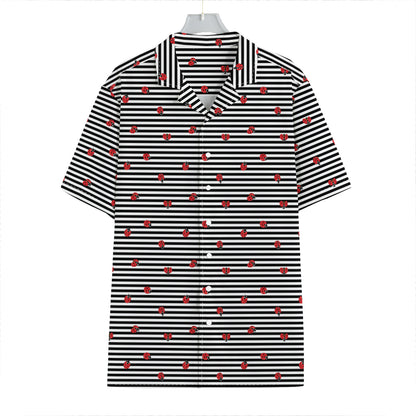 Ladybug Striped Pattern Print Hawaiian Shirt