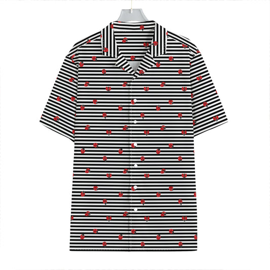 Ladybug Striped Pattern Print Hawaiian Shirt