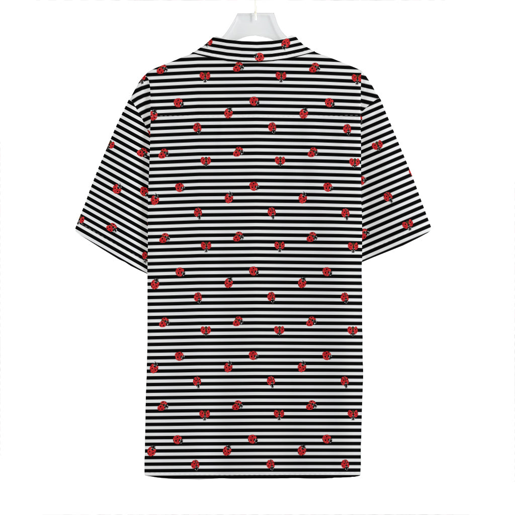 Ladybug Striped Pattern Print Hawaiian Shirt