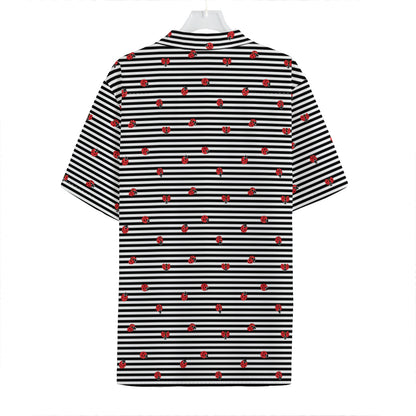 Ladybug Striped Pattern Print Hawaiian Shirt
