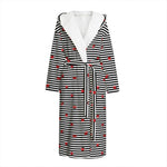 Ladybug Striped Pattern Print Hooded Bathrobe
