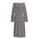 Ladybug Striped Pattern Print Hooded Bathrobe