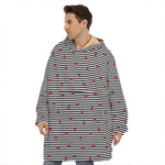 Ladybug Striped Pattern Print Hoodie Blanket