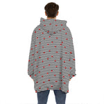Ladybug Striped Pattern Print Hoodie Blanket