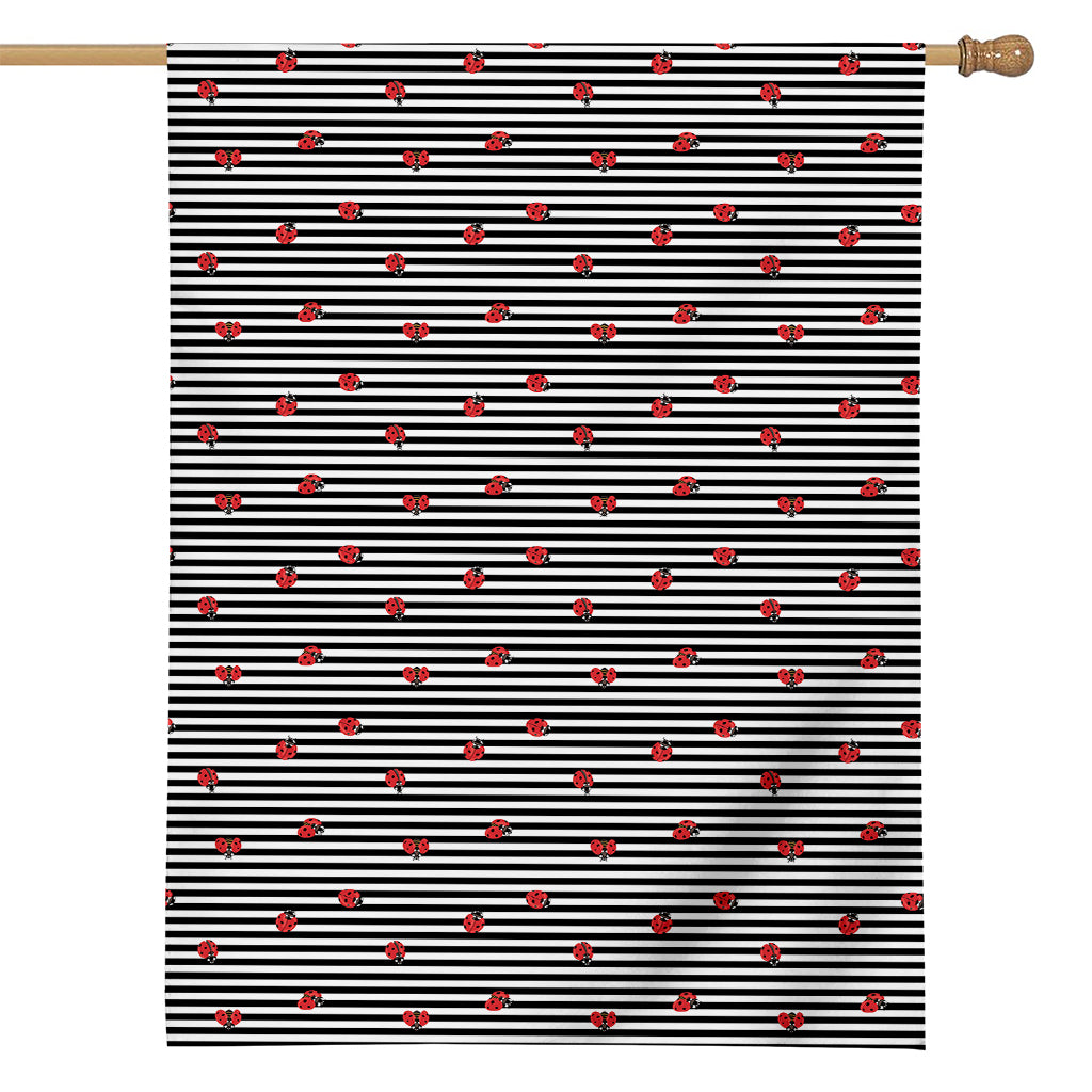 Ladybug Striped Pattern Print House Flag