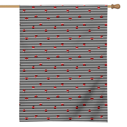 Ladybug Striped Pattern Print House Flag