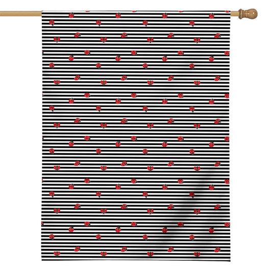 Ladybug Striped Pattern Print House Flag