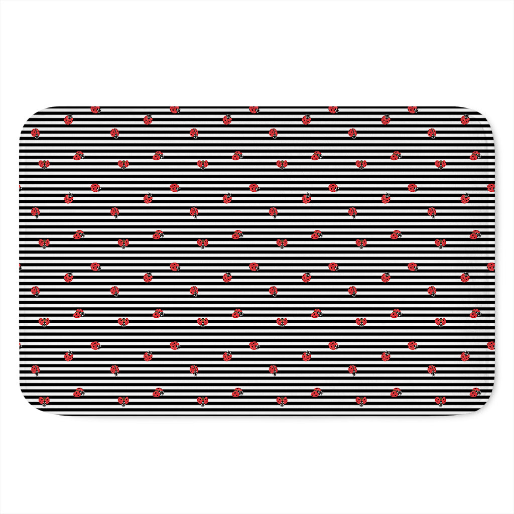 Ladybug Striped Pattern Print Indoor Door Mat