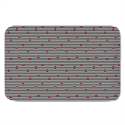 Ladybug Striped Pattern Print Indoor Door Mat