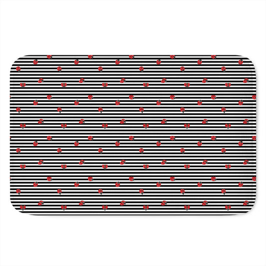 Ladybug Striped Pattern Print Indoor Door Mat