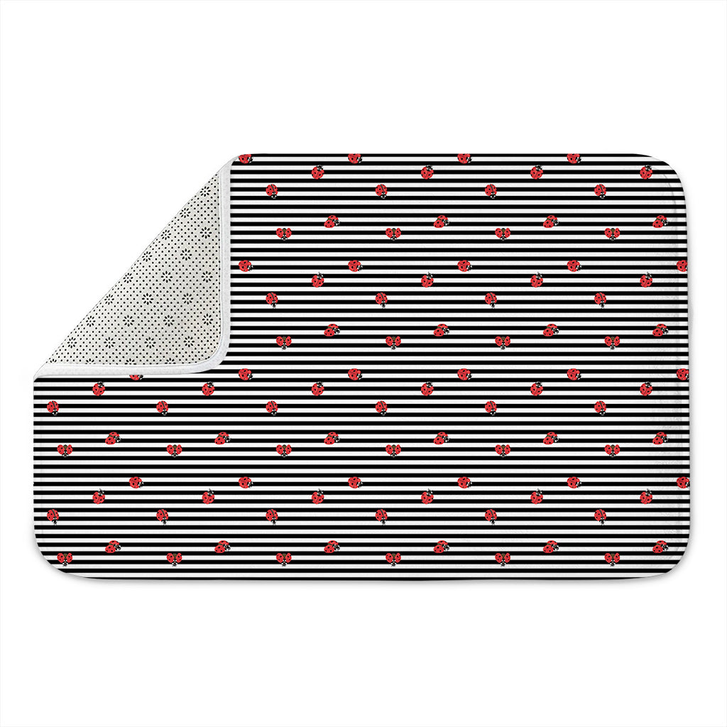 Ladybug Striped Pattern Print Indoor Door Mat