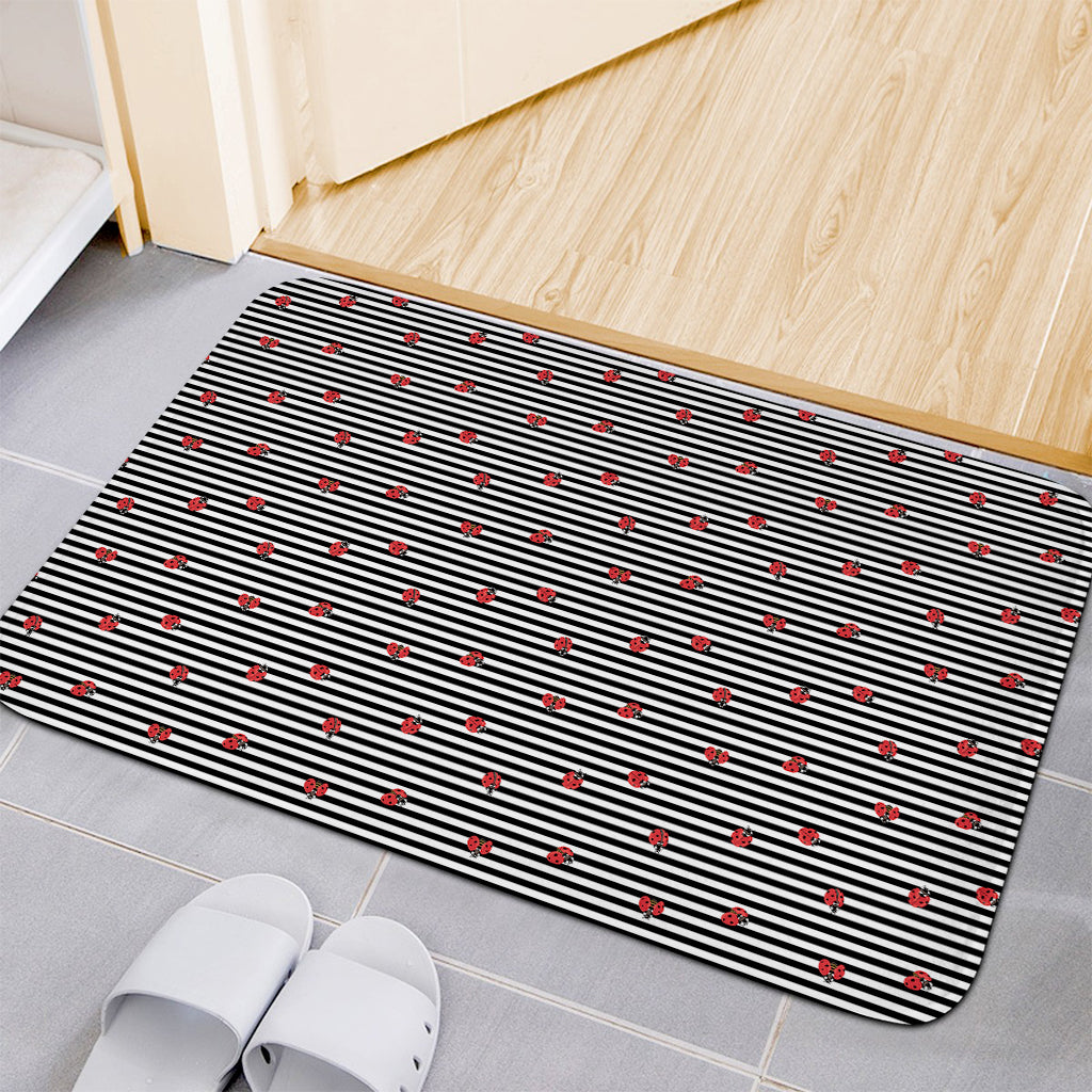Ladybug Striped Pattern Print Indoor Door Mat