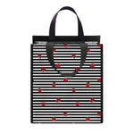 Ladybug Striped Pattern Print Insulated Lunch Tote