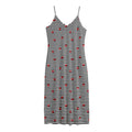 Ladybug Striped Pattern Print Jersey Midi Cami Dress
