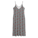 Ladybug Striped Pattern Print Jersey Midi Cami Dress