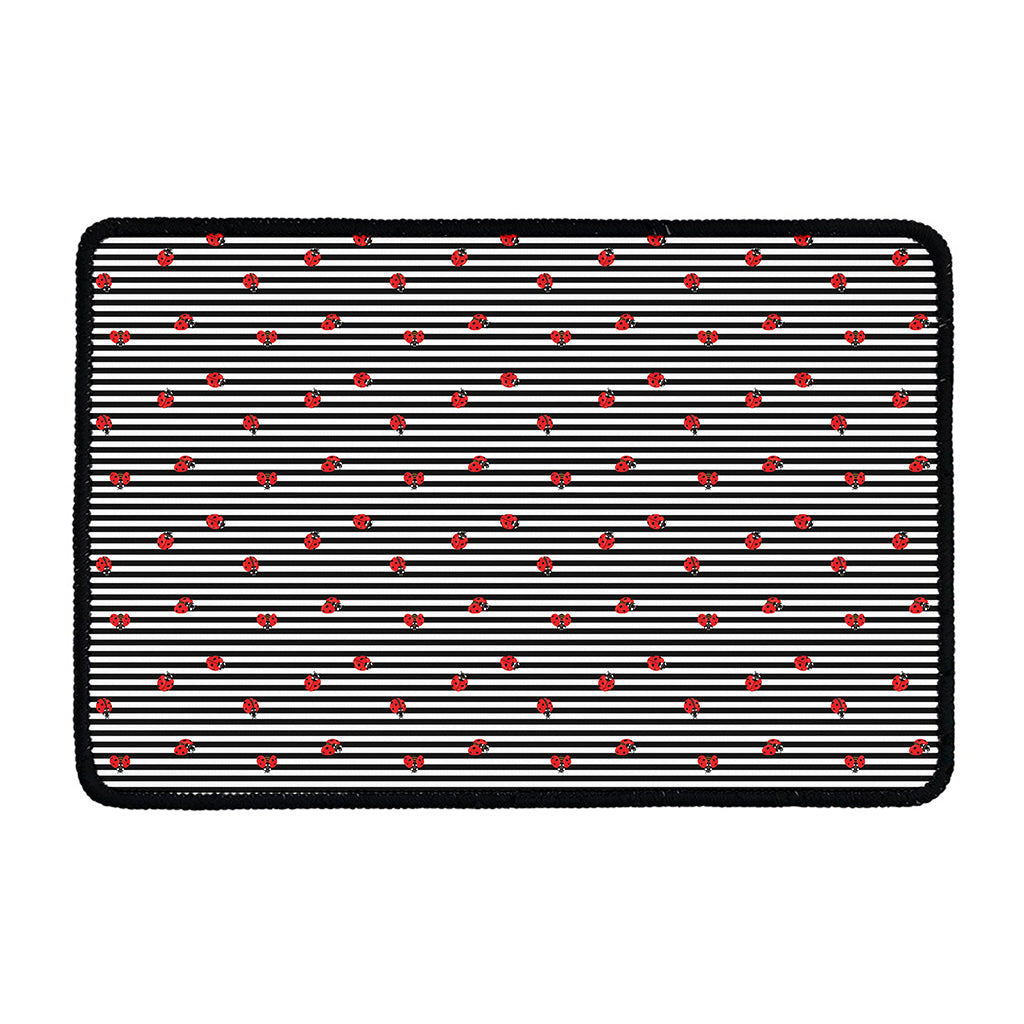 Ladybug Striped Pattern Print Kitchen Mat