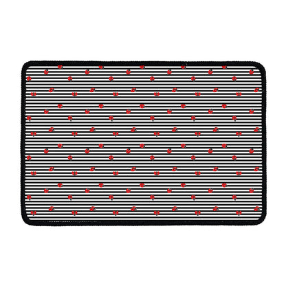 Ladybug Striped Pattern Print Kitchen Mat