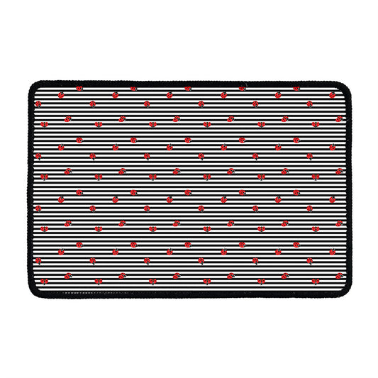 Ladybug Striped Pattern Print Kitchen Mat