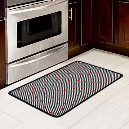 Ladybug Striped Pattern Print Kitchen Mat
