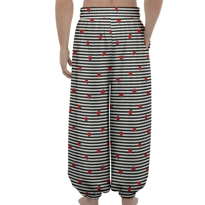 Ladybug Striped Pattern Print Lantern Pants
