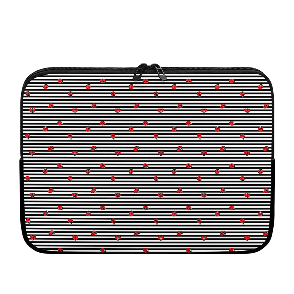 Ladybug Striped Pattern Print Laptop Sleeve
