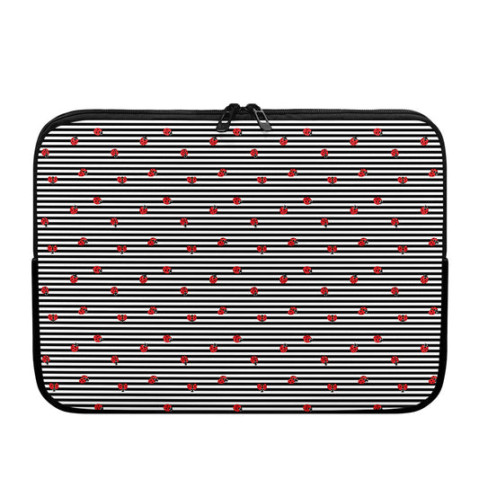 Ladybug Striped Pattern Print Laptop Sleeve