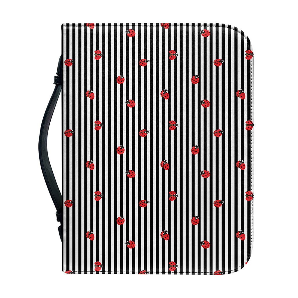 Ladybug Striped Pattern Print Leather Bible Cover