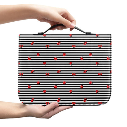Ladybug Striped Pattern Print Leather Bible Cover