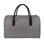 Ladybug Striped Pattern Print Leather Duffle Bag