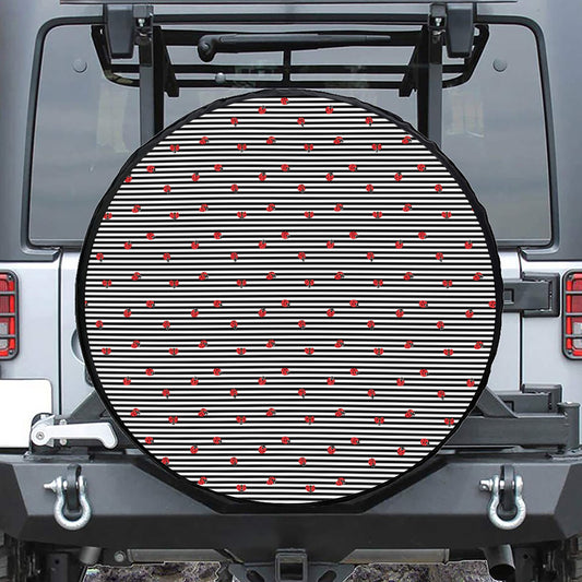 Ladybug Striped Pattern Print Leather Spare Tire Cover