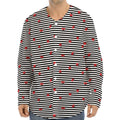 Ladybug Striped Pattern Print Long Sleeve Baseball Jersey
