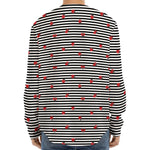 Ladybug Striped Pattern Print Long Sleeve Baseball Jersey