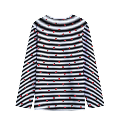 Ladybug Striped Pattern Print Long Sleeve Short Coat