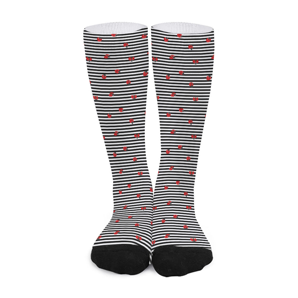 Ladybug Striped Pattern Print Long Socks