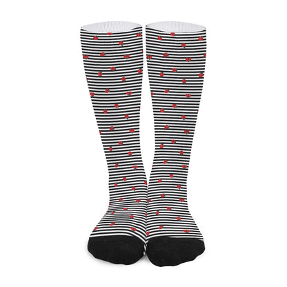 Ladybug Striped Pattern Print Long Socks