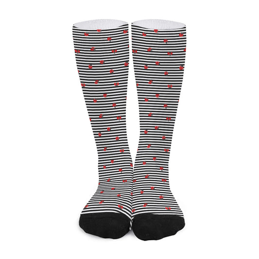 Ladybug Striped Pattern Print Long Socks