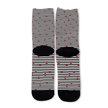 Ladybug Striped Pattern Print Long Socks