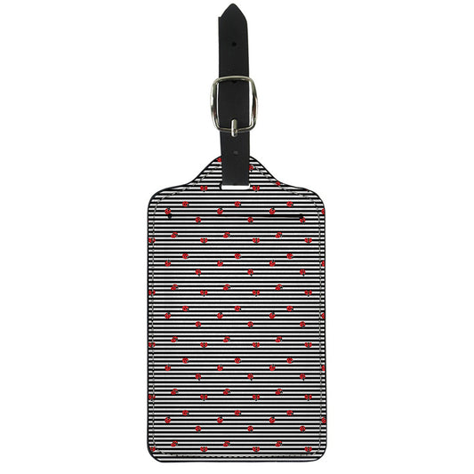 Ladybug Striped Pattern Print Luggage Tag