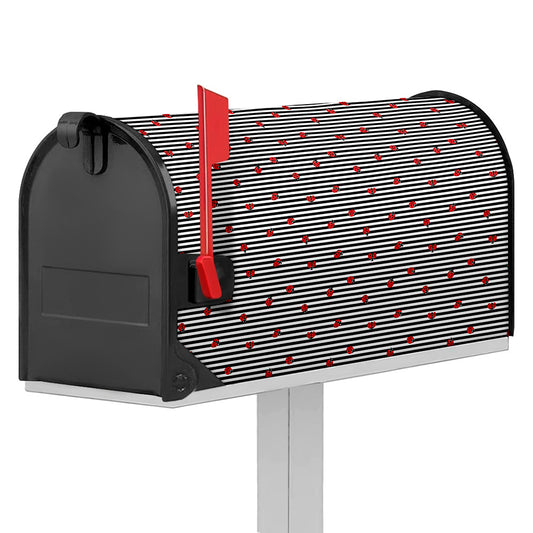 Ladybug Striped Pattern Print Mailbox Cover