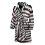 Ladybug Striped Pattern Print Men's Bathrobe
