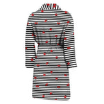 Ladybug Striped Pattern Print Men's Bathrobe