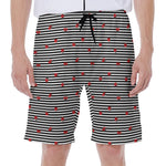 Ladybug Striped Pattern Print Men's Beach Shorts