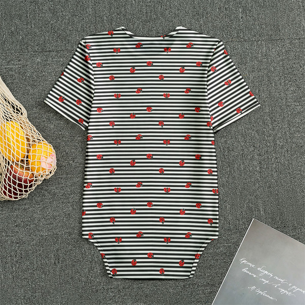 Ladybug Striped Pattern Print Men's Bodysuit