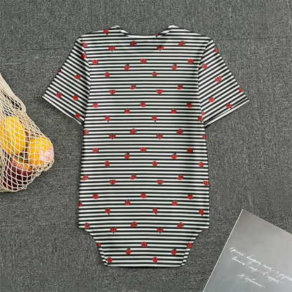 Ladybug Striped Pattern Print Men's Bodysuit