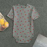 Ladybug Striped Pattern Print Men's Bodysuit