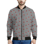 Ladybug Striped Pattern Print Men's Bomber Jacket