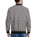 Ladybug Striped Pattern Print Men's Bomber Jacket