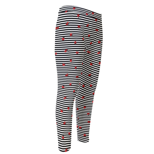 Ladybug Striped Pattern Print Men's Compression Pants