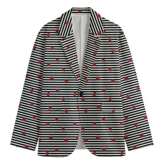 Ladybug Striped Pattern Print Men's Cotton Blazer